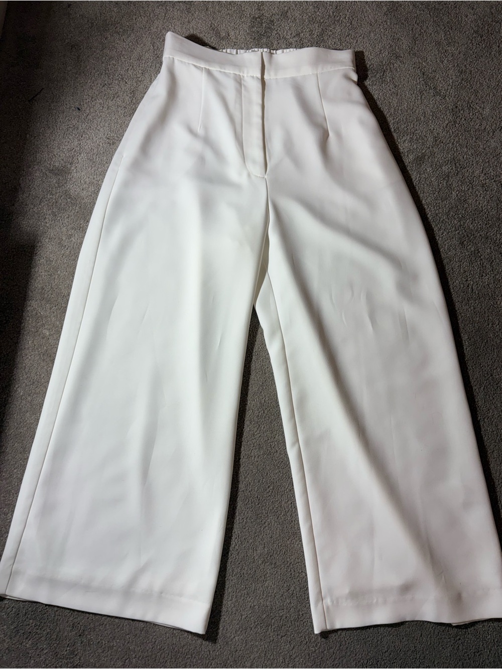 WAYF White Wide Leg Crop Pants High Rise Quiet Luxury Office Chic Size S